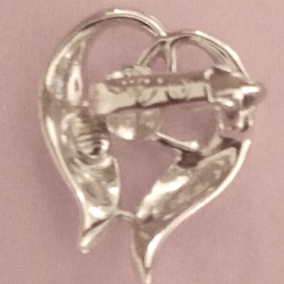 Vintage Coro Silvertone Heart Shaped Side Lobe Clip On Earrings - Picture 3 of 4